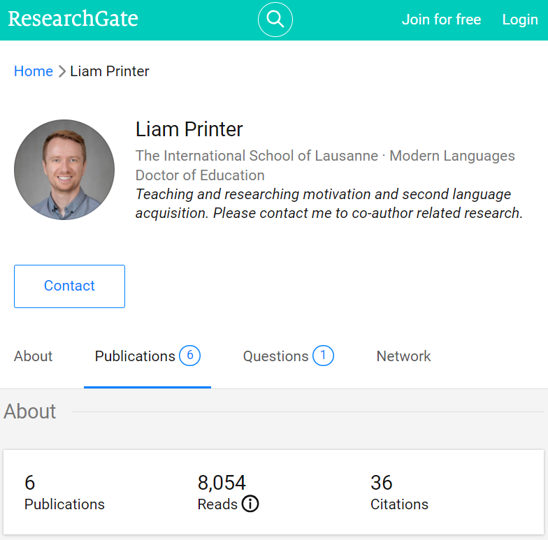 researchGate profile